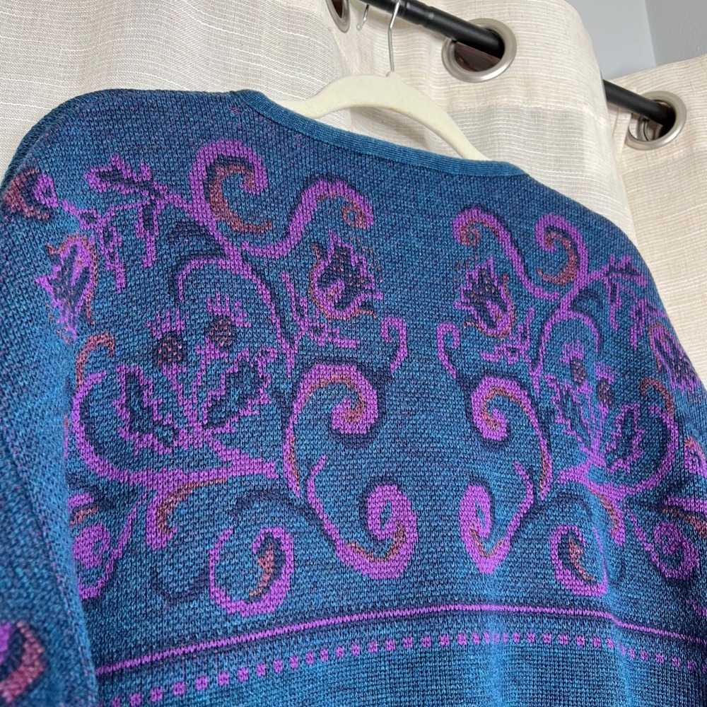 Vintage‎ Pendleton Wool Cardigan Sweater Paisley Scroll Metal Buttons Large Tall - Picture 8 of 10